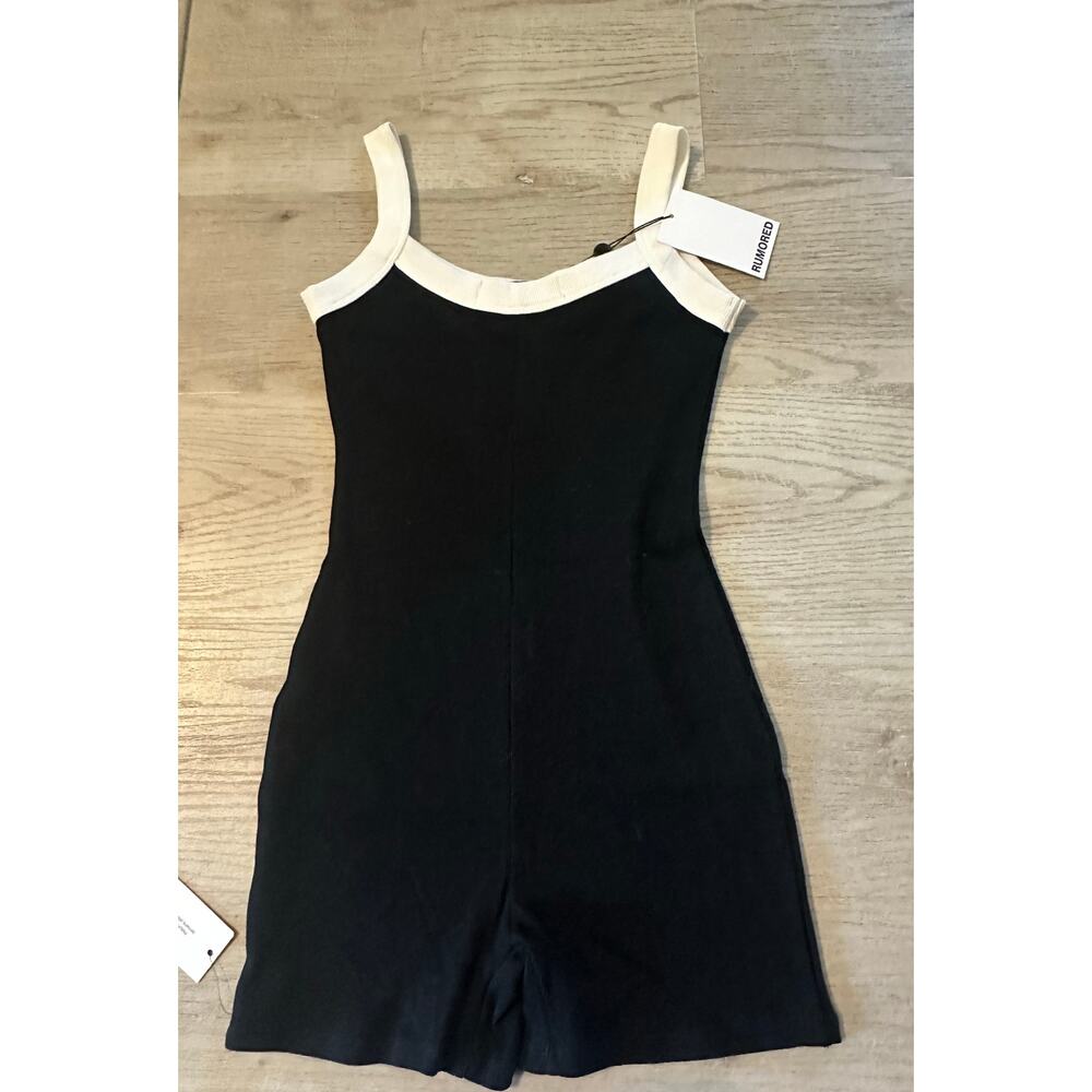Rumored NWT Black Cream Knit Romper Ribbed Size Small Sleeveless